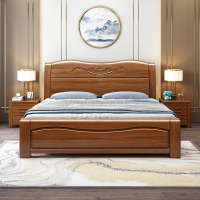 尋木匠金丝胡桃木实木床1.8米现代简约床主卧新中式1.5高箱储物床双人床