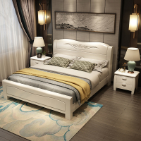 尋木匠实木床1.8米白色双人主卧吵架分手床现代简约1.5米高箱储物大婚床