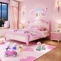 尋木匠床女孩1.2m粉色少女小孩床 小1.5米实木公主床女生单人床