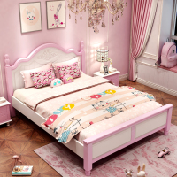 尋木匠实木床女孩单人床白粉色公主床1.5米1.8m简约现代卧室家具