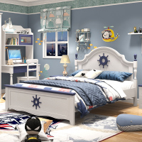 尋木匠地中海床男孩单人床女孩公主床1.5全实木1.8米小孩床青少年床