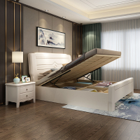 尋木匠中式实木床现代简约主卧双人床1.8米白色婚床1.5单人橡胶木储物床