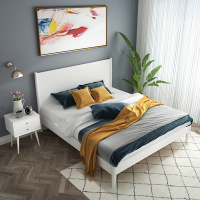 尋木匠全实木床北欧橡木黑色床日式简易双人原木白色公主床小户型主卧床