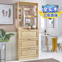 尋木匠实木松木鞋柜超薄翻斗式带挂衣架厅柜口17cm家用多功能玄关柜