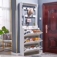 尋木匠神器鞋柜口家用大容量翻斗收纳超薄带衣帽架玄关柜简约现代鞋架