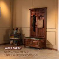 尋木匠实木美式衣帽架鞋柜一体多功能进挂衣架鞋架一体落地口换鞋凳