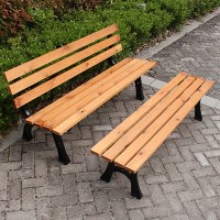 尋木匠公园椅户外三人长椅子庭院露天铁艺休闲长条凳室外花园防腐木座椅