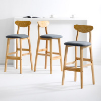 尋木匠吧台椅子实木靠背吧台凳现代简约前台酒吧椅家用北欧复古高脚凳子
