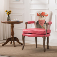 尋木匠美式餐椅书房椅子复古实木靠背家用舒适高档接待洽谈麻将单人椅子