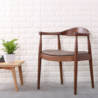 尋木匠肯尼迪总统椅子靠背凳子北欧餐椅家用办公现代简约实木真皮牛角椅