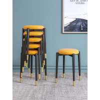 尋木匠北欧家用凳子现代轻奢网红简约皮革懒人化妆凳小圆凳美甲凳可摞放