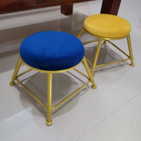 尋木匠布艺小凳子家用铁艺换鞋凳创意圆凳客厅小板凳小椅子靠背茶几矮凳