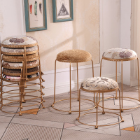 尋木匠时尚欧式创意小圆凳子家用餐桌茶几凳布艺轻奢折叠凳成人板凳矮凳