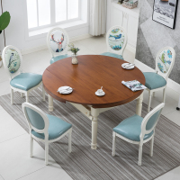 尋木匠欧式复古做旧实木家用餐椅美式休闲椅咖啡椅酒店餐厅椅白色美甲凳