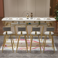 尋木匠北欧大理石高脚桌椅套装组合咖啡厅网红创意奶茶店吧台长方形桌子