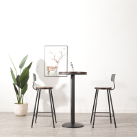 尋木匠 吧台椅组合小圆桌 黑胡桃木实木铁艺酒吧店铺商用家用北欧