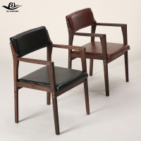 尋木匠欧式实木椅皮艺咖啡厅椅子奶茶甜品酒店椅书房椅家用餐椅
