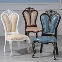 尋木匠欧式椅子单人简欧白色餐厅实木软包靠背美甲椅欧式餐椅美甲椅子包