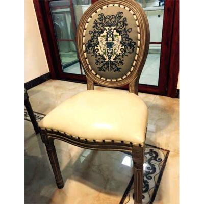 尋木匠欧式餐椅复古原木椅美式实木做旧扶手化妆椅靠背椅KTV婚纱影楼椅