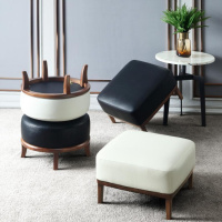 尋木匠简约时尚创意实木小凳子北欧皮凳换鞋凳小板凳家用沙发凳圆凳矮凳