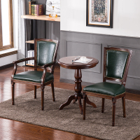 尋木匠美式复古做旧餐椅酒店咖啡椅实木橡木椅子欧式餐厅扶手靠背书桌椅