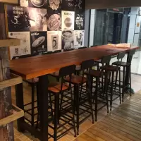 尋木匠美式长条桌实木吧台桌靠墙家用餐桌现代简约酒吧高脚吧台桌椅组合
