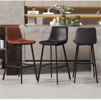 尋木匠铁艺吧台椅靠背现代简约高椅子家用吧台高脚凳北欧酒吧前台凳子软