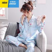 梭织棉睡衣女士春秋季长袖家居服开衫棉质薄款季妈妈套装 卓思哲