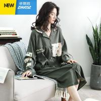 睡裙女春秋长袖长款纽扣式开衫连衣裙季可外穿家居服裙睡衣 卓思哲