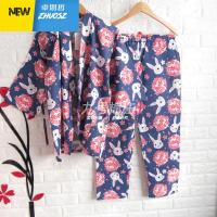 季薄款情侣和服浴衣女纱布和风日式开衫睡衣汗蒸服长裤套装 卓思哲