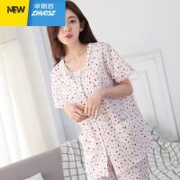 中老年睡衣女短袖长裤女睡衣套装棉妈妈家居服开衫无领女睡衣 卓思哲