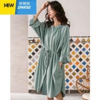 睡衣睡裙女士春秋棉质七分袖条纹春休闲可外穿开衫家居服 卓思哲