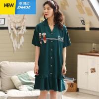 季睡裙女凉爽绸睡衣女连衣裙性感过膝中长款薄款开衫可外穿 卓思哲
