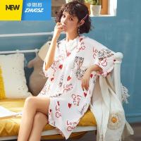 睡裙女性感薄款开衫季中长款七分袖连衣裙子天睡衣 卓思哲