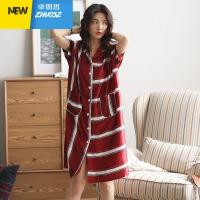 睡裙女士季薄款宽松大码孕妇开衫天仿绸中长睡衣裙子 卓思哲