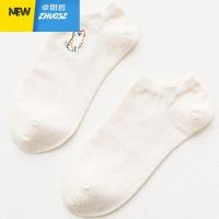 季情侣男女低帮短袜 可爱刺绣猫咪小鱼豆豆鞋船袜棉袜子5双 卓思哲袜子