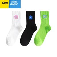 泫雅风小花中长袜子女ins潮中筒袜网红日系可爱长筒季薄款 卓思哲袜子