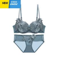 内衣女无钢圈羽毛翅膀性感白色结婚套装小胸罩聚拢调整型新娘文胸 卓思哲文胸套装