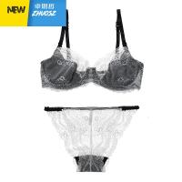 性感全透蕾丝文胸套装薄款无海绵内衣女大胸显小上托超薄透明胸罩 卓思哲