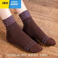 袜子女金银闪丝性感银葱棉袜秋冬季亮丝两道杠纯色条纹中筒袜 卓思哲丝袜/打底袜/袜