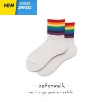 彩虹条纹袜子潮个性时尚街拍棉女中筒袜学院风运动男 卓思哲袜子