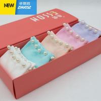 珍珠袜子女中筒袜韩国铆钉黑白色韩版棉秋冬款短袜女士袜子 卓思哲袜子