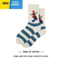 袜星人滑板小人卡通动漫可爱长袜子女百搭街头嘻哈潮流中筒袜男 卓思哲袜子