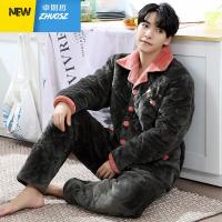 情侣睡衣秋冬款家居服女士睡衣冬季加厚加绒三层夹棉男士睡衣套装 卓思哲