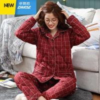 冬季情侣睡衣三层加厚夹棉男女士加棉红色喜庆保暖家居服套装 卓思哲