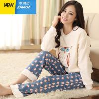 香港 冬季保暖俩件套情侣 长袖男士女士法兰绒加厚睡衣家居服 卓思哲