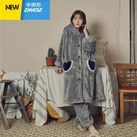 睡衣女冬情侣睡衣珊瑚绒睡衣加厚保暖长款浴袍睡衣套装家居服男士 卓思哲