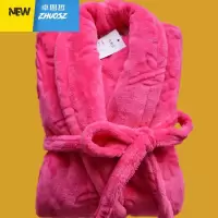 秋冬季法兰绒女士睡袍加厚浴袍中长款男士珊瑚绒情侣浴袍浴衣睡衣 卓思哲