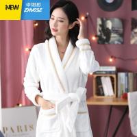 男士睡袍情侣法兰绒睡衣女秋冬季加厚长款白色珊瑚绒浴袍男 卓思哲