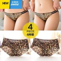 性感豹纹内裤少女低腰无痕三角裤牛奶丝一片式丁字裤隐形T裤 卓思哲